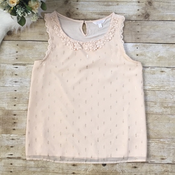 LC Lauren Conrad Tops - Lauren Conrad Peach Peter Pan Tank Top